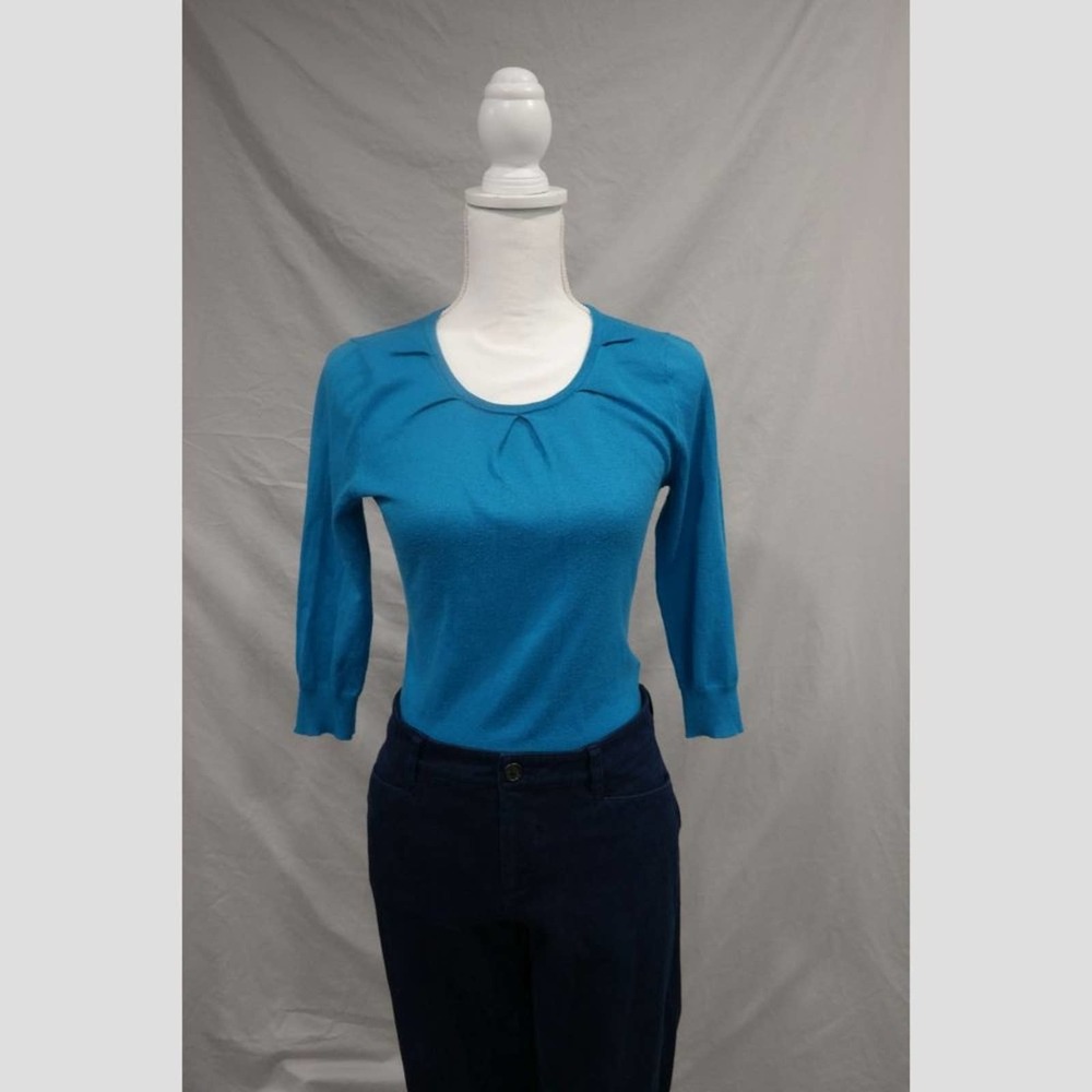NY&Co XS Royal Blue Knit Sweater 3/4 Sleeve. Fitted.